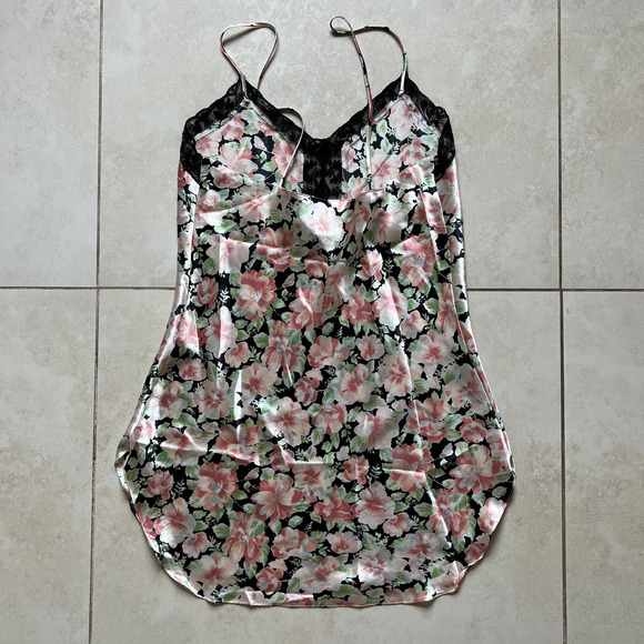 Fantasies by Morgan Taylor Slip Dress & Robe Set Lace Floral Print Size S - Picture 13 of 16